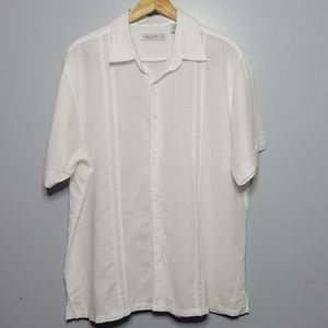Mojito Collection White Linen Blend Short Sleeve Button Down Shirt Size 2X